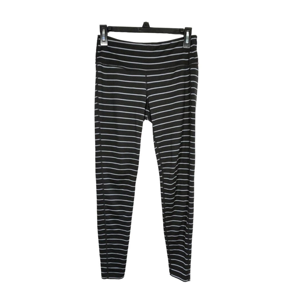 Athleta Women's Yoga Jogger Workout 3/4 Length Pants Size S Stripe Black/Gray